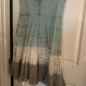 Elegant Tiered Maxi Skirt - Green and Brown